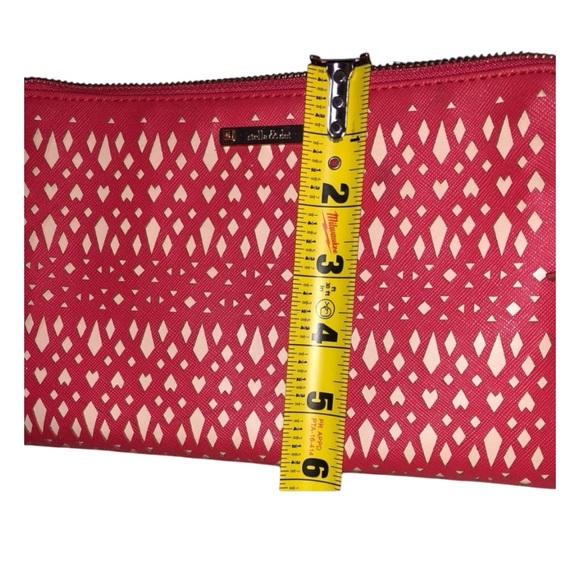 Stella & Dot Laser Cut Coral and Beige Zip Snap Bifold Clutch - Picture 10 of 12